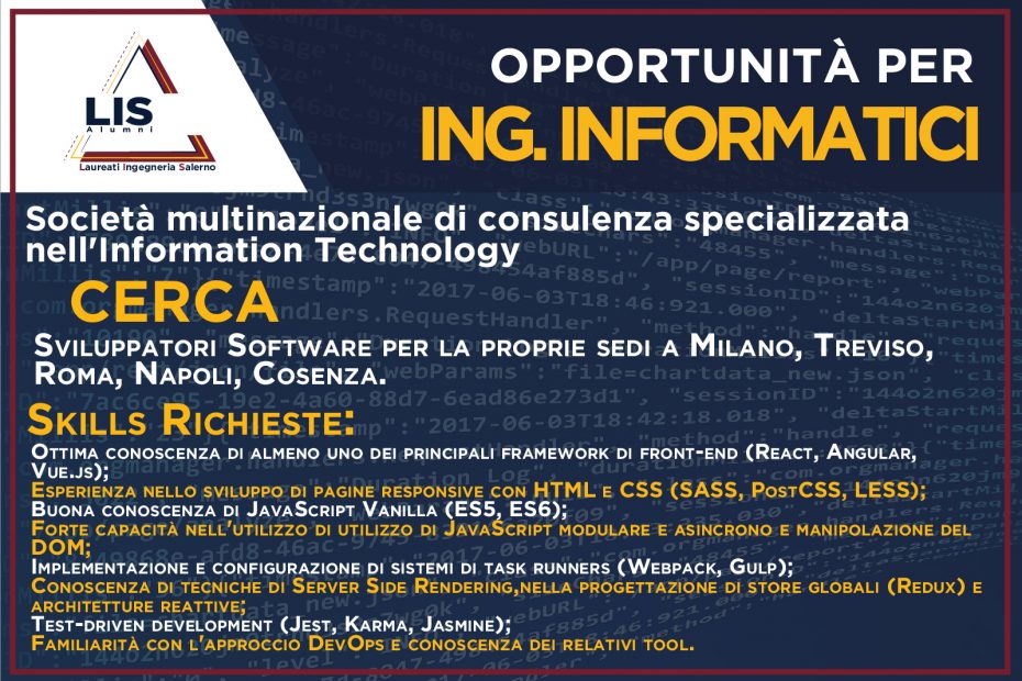 9 aprile 2021 - offerta per ingegneri informatici